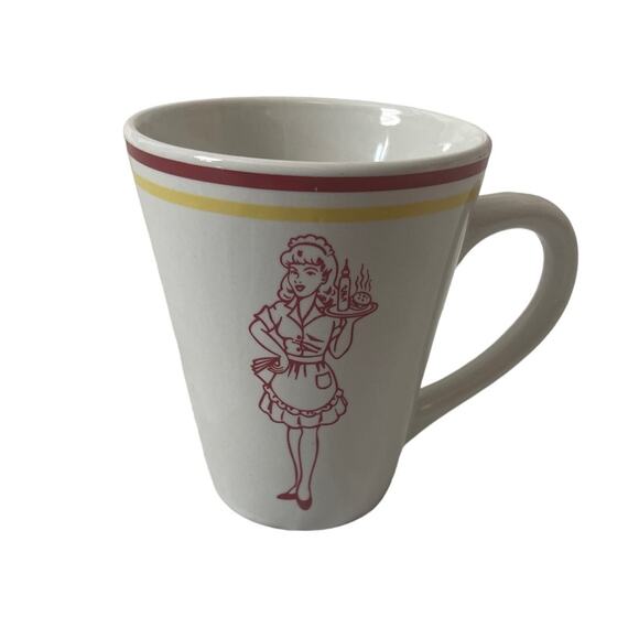 Vintage Restaurant Retro 1950s Car Hop Drive In Diner Waitress Girl Coffee Mug - Picture 1 of 7